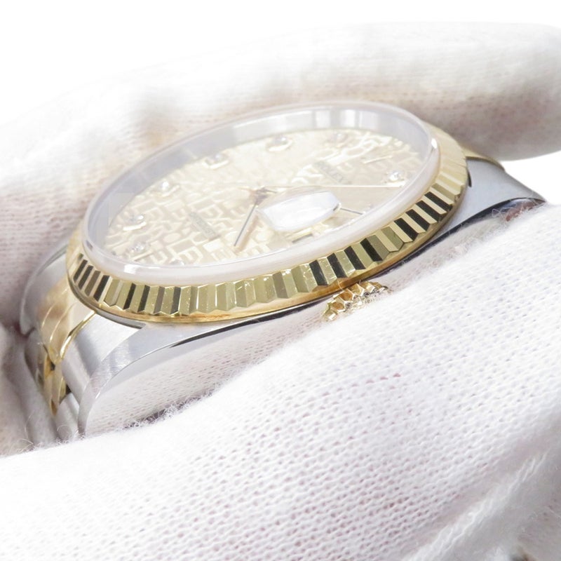 ロレックス デイトジャスト P番 SS/K18YG 16233G ROLEX 腕時計  シャンパン/コンピューター文字盤 10Pダイヤ