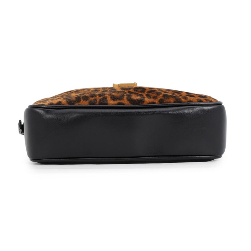 サンローランパリ ショルダーバッグ ルー カメラバッグ レザー スエード レオパード 612542 SAINT LAURENT PARIS 黒