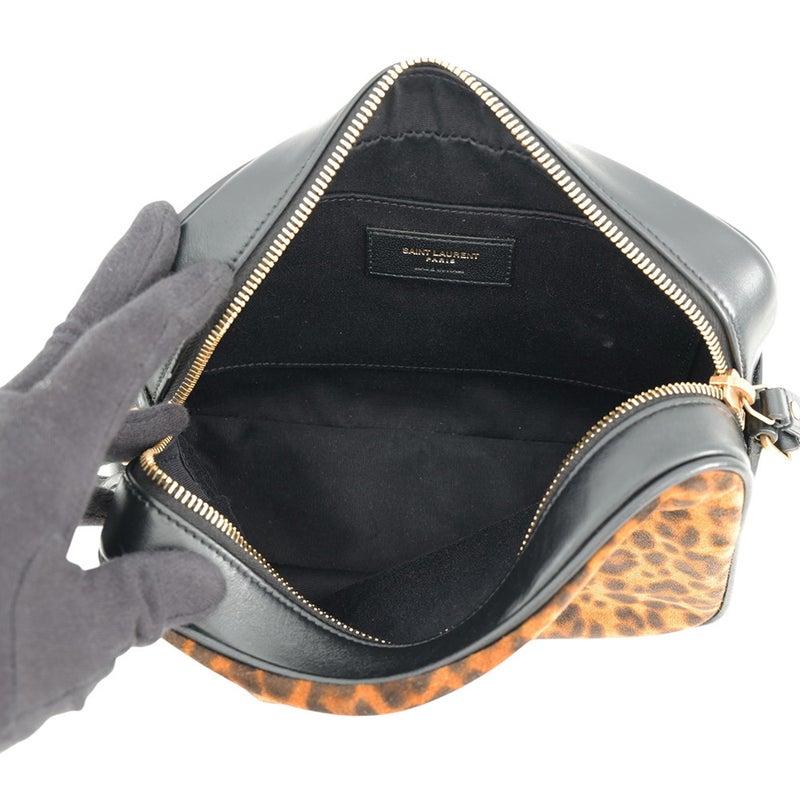 サンローランパリ ショルダーバッグ ルー カメラバッグ レザー スエード レオパード 612542 SAINT LAURENT PARIS 黒