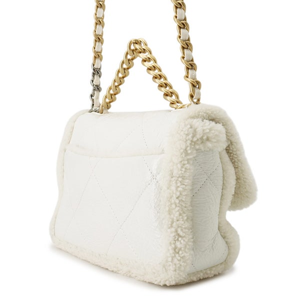シャネル チェーンショルダーバッグ CHANEL19 フラップバッグ ココマーク ラムスキン シアリング AS1160 CHANEL 白 2way