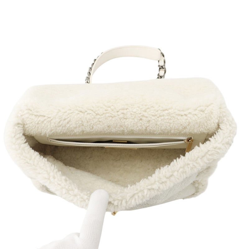 シャネル チェーンショルダーバッグ CHANEL19 フラップバッグ ココマーク ラムスキン シアリング AS1160 CHANEL 白 2way