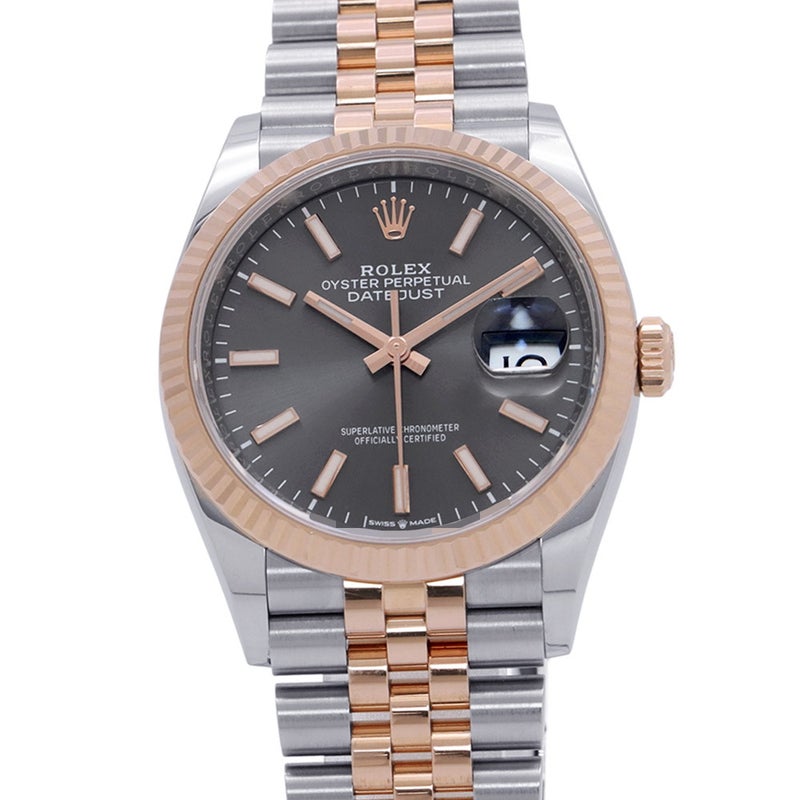 ロレックス デイトジャスト 36 SS/K18PG ランダムシリアル ルーレット 126231 ROLEX 腕時計 スレート文字盤