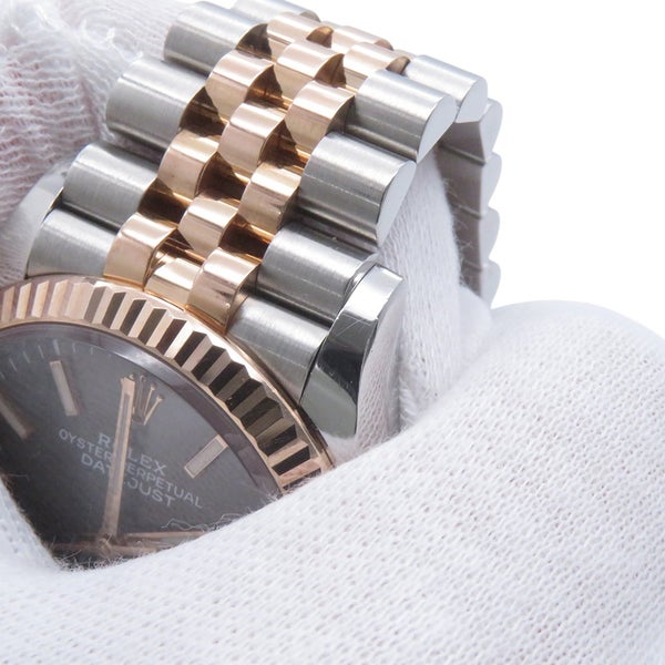 ロレックス デイトジャスト 36 SS/K18PG ランダムシリアル ルーレット 126231 ROLEX 腕時計 スレート文字盤