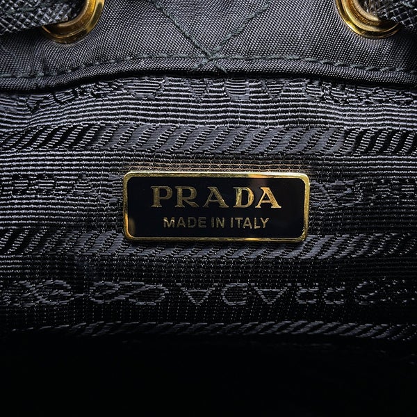 プラダ ハンドバッグ デュエット 巾着 トライアングルロゴ ナイロン レザー1BH038 PRADA 2wayショルダーバッグ 黒