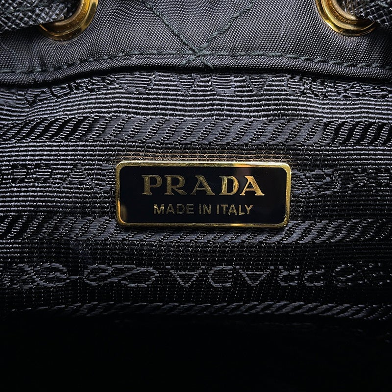プラダ ハンドバッグ デュエット 巾着 トライアングルロゴ ナイロン レザー1BH038 PRADA 2wayショルダーバッグ 黒