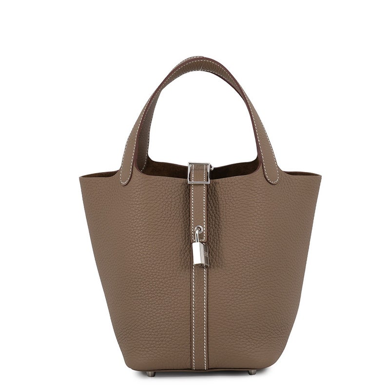 エルメス ハンドバッグ ピコタンロックPM エトゥープ/シルバー金具 トリヨンクレマンス G刻印 HERMES