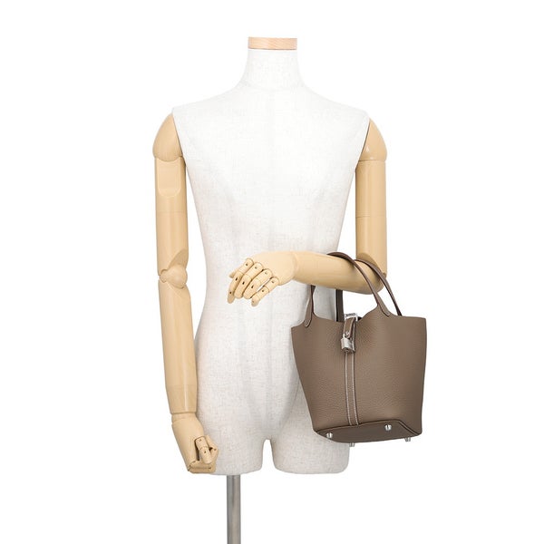 エルメス ハンドバッグ ピコタンロックPM エトゥープ/シルバー金具 トリヨンクレマンス G刻印 HERMES