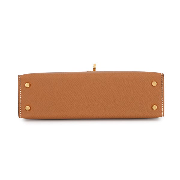 エルメス ハンドバッグ ミニケリー2 外縫い ゴールド/ゴールド金具 エプソン G刻印 HERMES Kelly 2wayバッグ