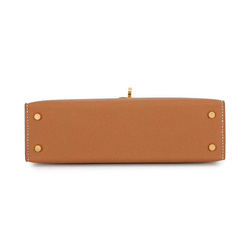 エルメス ハンドバッグ ミニケリー2 外縫い ゴールド/ゴールド金具 エプソン G刻印 HERMES Kelly 2wayバッグ