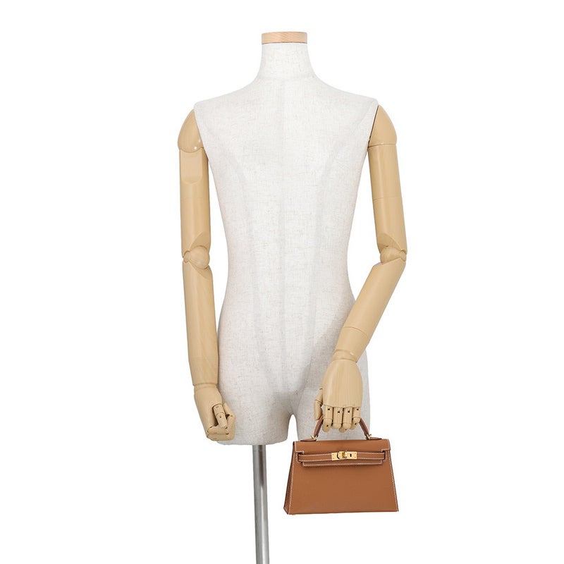 エルメス ハンドバッグ ミニケリー2 外縫い ゴールド/ゴールド金具 エプソン G刻印 HERMES Kelly 2wayバッグ