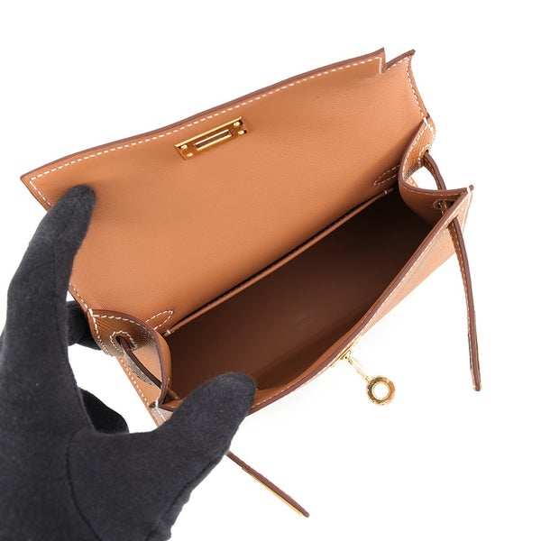 エルメス ハンドバッグ ミニケリー2 外縫い ゴールド/ゴールド金具 エプソン G刻印 HERMES Kelly 2wayバッグ