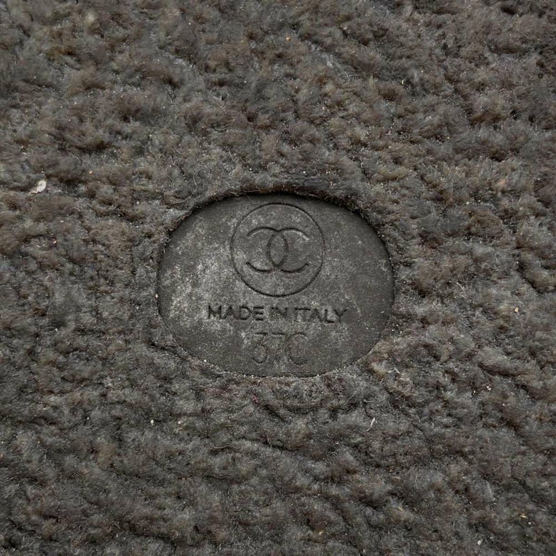 シャネル チェーンショートブーツ ココマーク レザー ムートン レディースサイズ37C CHANEL 靴 黒