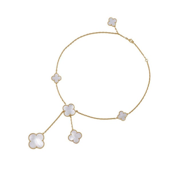 ヴァンクリーフ&アーペル ネックレス マジック アルハンブラ 6モチーフ マザーオブパール K18YGイエローゴールド VCARD79100