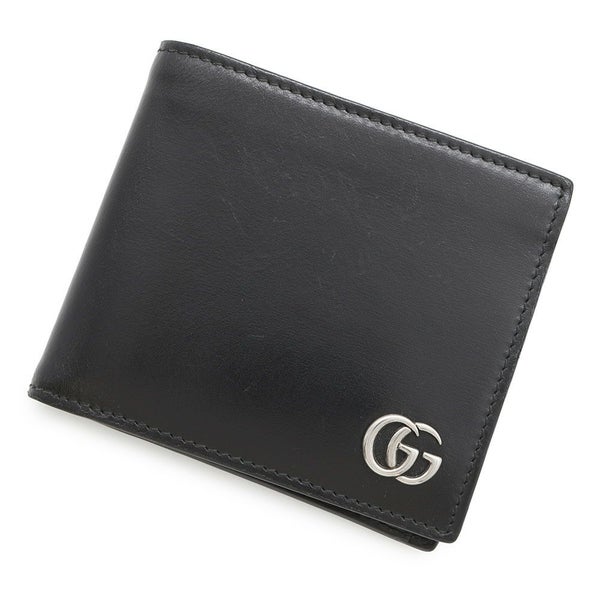 グッチ 二つ折り財布 GGマーモント レザー 428725 GUCCI 財布 黒