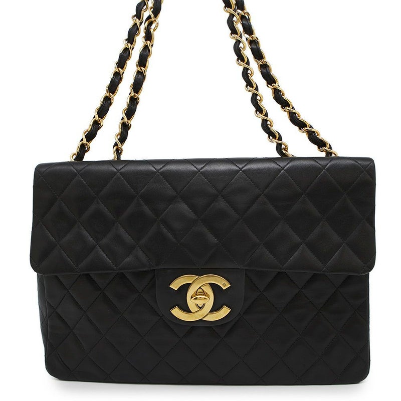 シャネル チェーンショルダーバッグ デカマトラッセ34 ココマーク ラムスキン A01094 CHANEL 黒