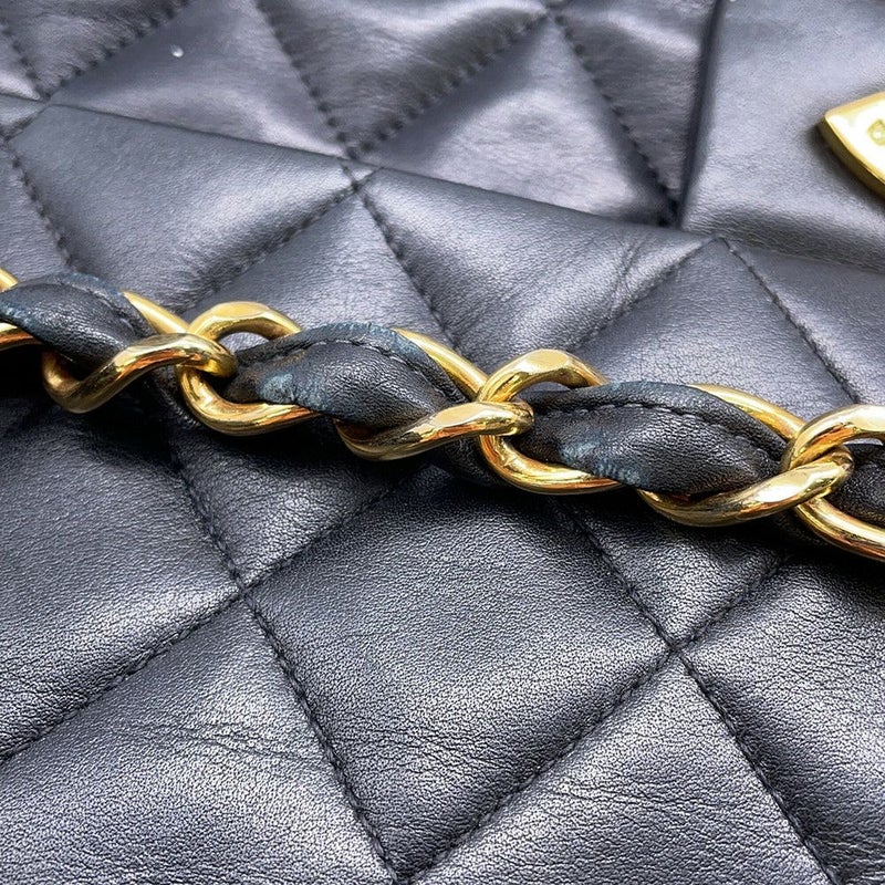 シャネル チェーンショルダーバッグ デカマトラッセ34 ココマーク ラムスキン A01094 CHANEL 黒