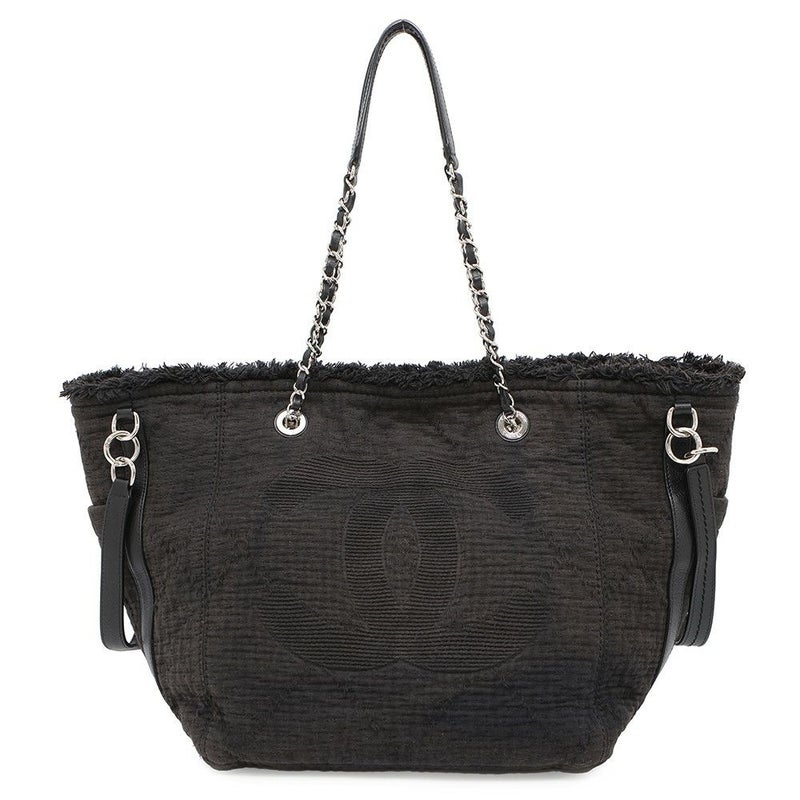 シャネル チェーントートバッグ ココマーク コットン A57168 CHANEL 2way 黒