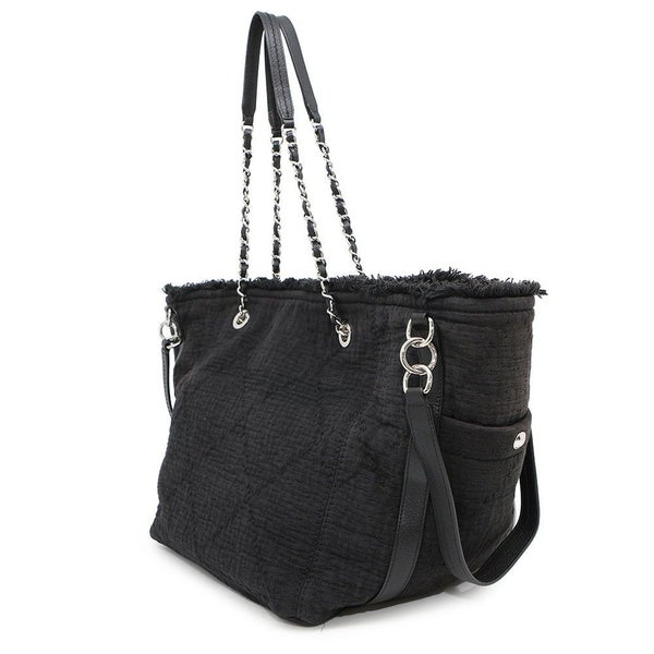 シャネル チェーントートバッグ ココマーク コットン A57168 CHANEL 2way 黒