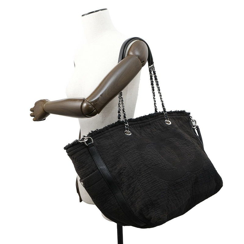 シャネル チェーントートバッグ ココマーク コットン A57168 CHANEL 2way 黒