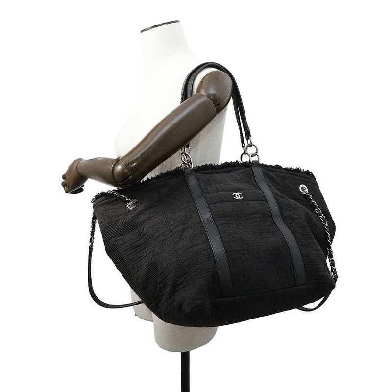 シャネル チェーントートバッグ ココマーク コットン A57168 CHANEL 2way 黒