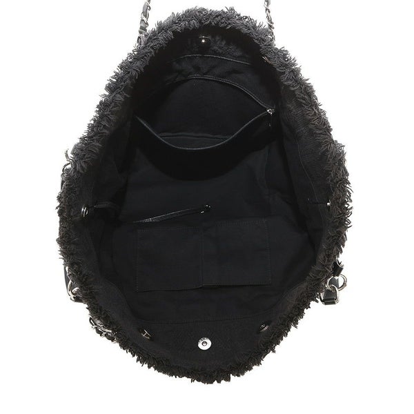 シャネル チェーントートバッグ ココマーク コットン A57168 CHANEL 2way 黒