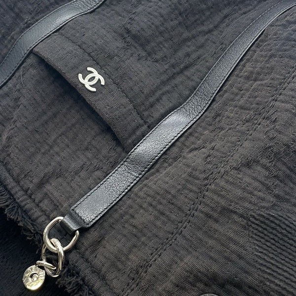 シャネル チェーントートバッグ ココマーク コットン A57168 CHANEL 2way 黒