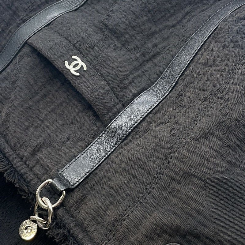 シャネル チェーントートバッグ ココマーク コットン A57168 CHANEL 2way 黒
