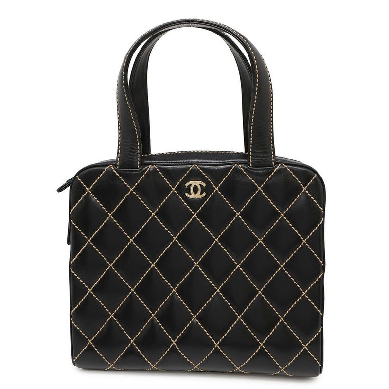 シャネル ハンドバッグ ワイルドステッチ ラムスキン A20665 CHANEL バッグ 黒