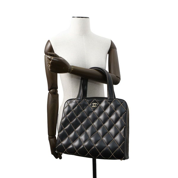 シャネル ハンドバッグ ワイルドステッチ ラムスキン A20665 CHANEL バッグ 黒