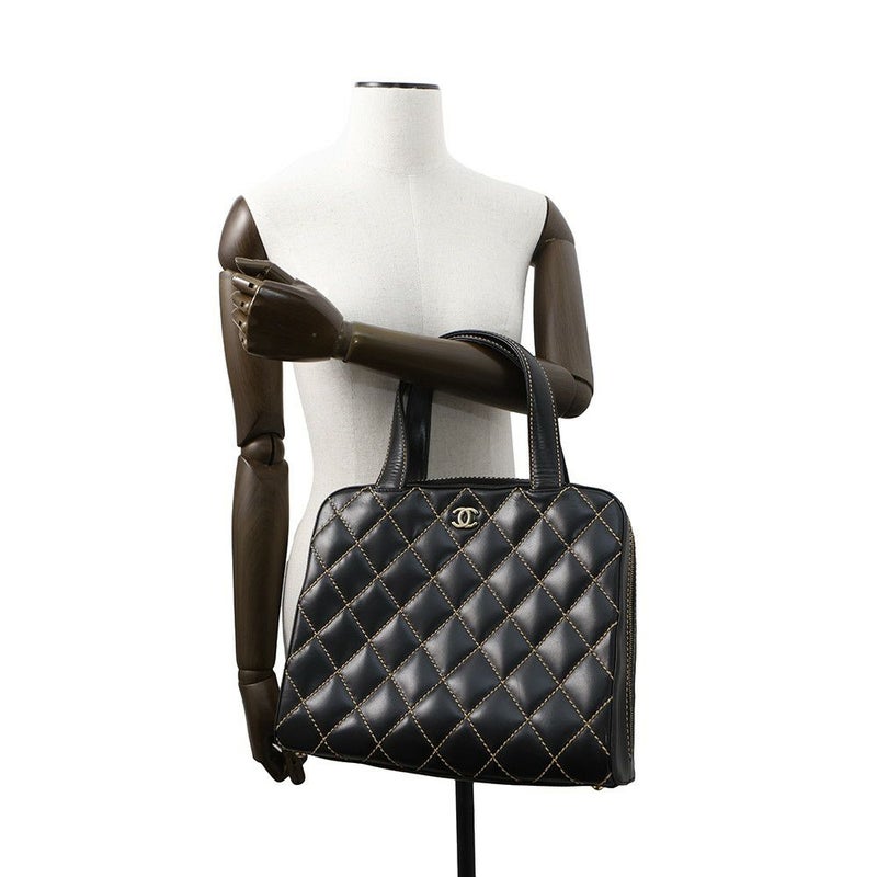 シャネル ハンドバッグ ワイルドステッチ ラムスキン A20665 CHANEL バッグ 黒