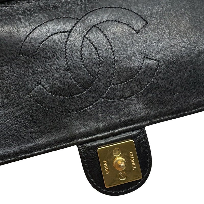 シャネル チェーンショルダーバッグ マトラッセ ココマーク プッシュロック ラムスキン CHANEL 黒