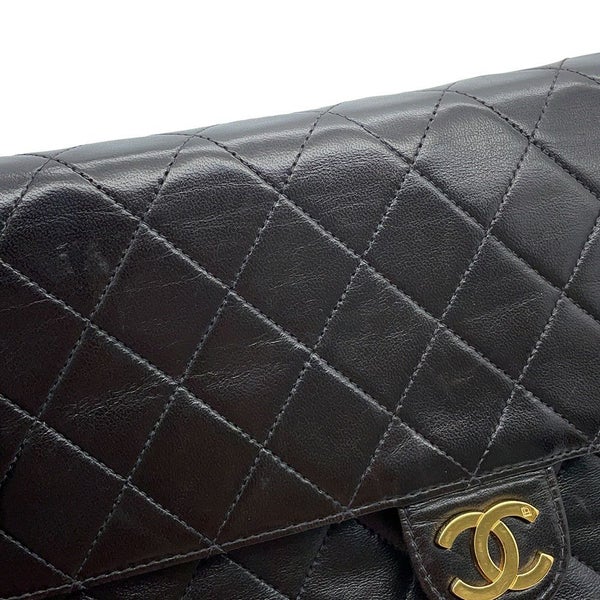 シャネル チェーンショルダーバッグ マトラッセ ココマーク プッシュロック ラムスキン CHANEL 黒