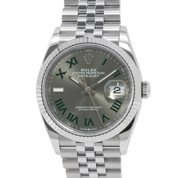 ロレックス デイトジャスト36 SS/K18WG ランダムシリアル ルーレット 126234 ROLEX スレート文字盤 ローマン