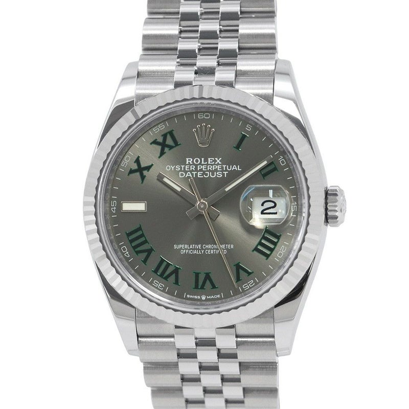 ロレックス デイトジャスト36 SS/K18WG ランダムシリアル ルーレット 126234 ROLEX スレート文字盤 ローマン