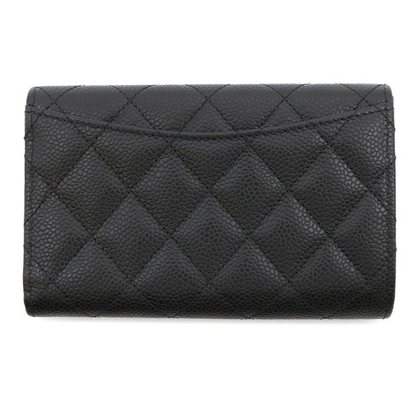 シャネル 財布 マトラッセ ココマーク キャビアスキン ブラック AP0232 CHANEL 三つ折り財布 黒