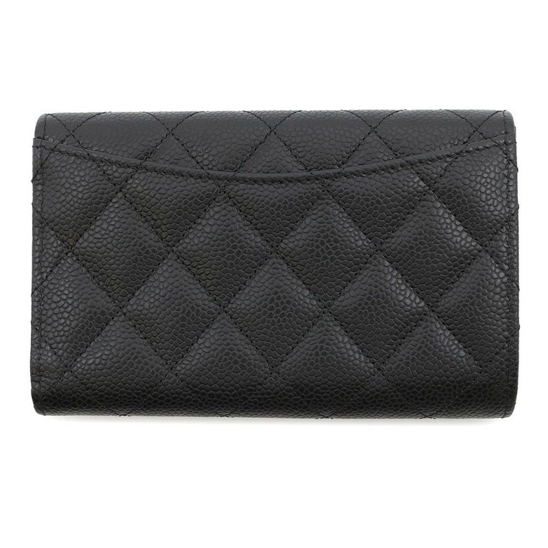 シャネル 財布 マトラッセ ココマーク キャビアスキン ブラック AP0232 CHANEL 三つ折り財布 黒