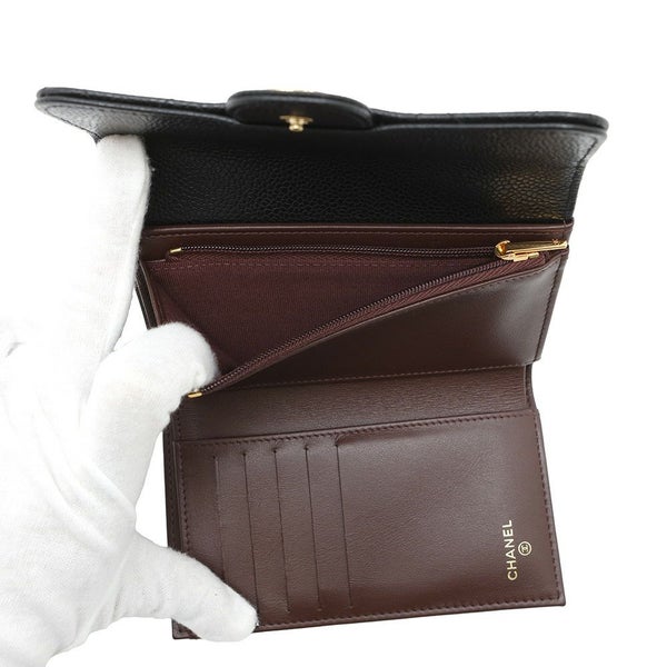 シャネル 財布 マトラッセ ココマーク キャビアスキン ブラック AP0232 CHANEL 三つ折り財布 黒