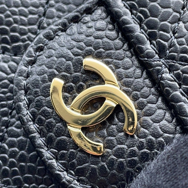 シャネル 財布 マトラッセ ココマーク キャビアスキン ブラック AP0232 CHANEL 三つ折り財布 黒