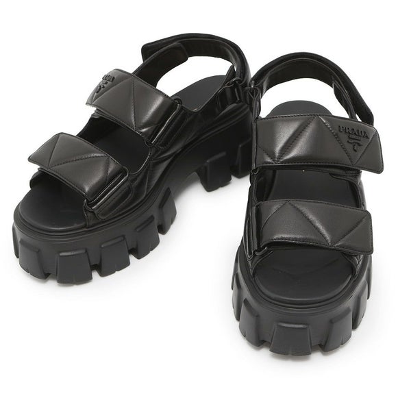 プラダ サンダル モノリス ラムスキン レディースサイズ38 1X439N PRADA 靴 黒