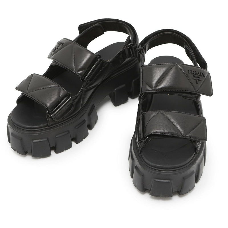 プラダ サンダル モノリス ラムスキン レディースサイズ38 1X439N PRADA 靴 黒