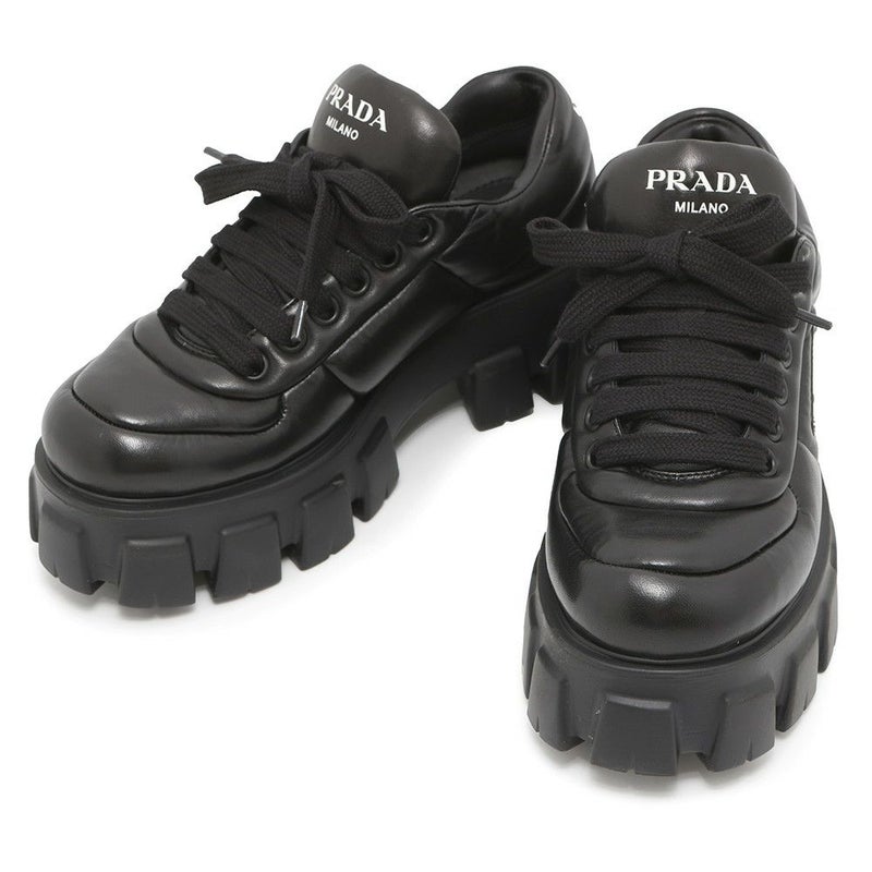 プラダ スニーカー モノリス 厚底 レディースサイズ38 1/2 1E119N PRADA 靴 黒