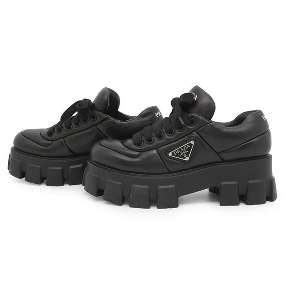 プラダ スニーカー モノリス 厚底 レディースサイズ38 1/2 1E119N PRADA 靴 黒