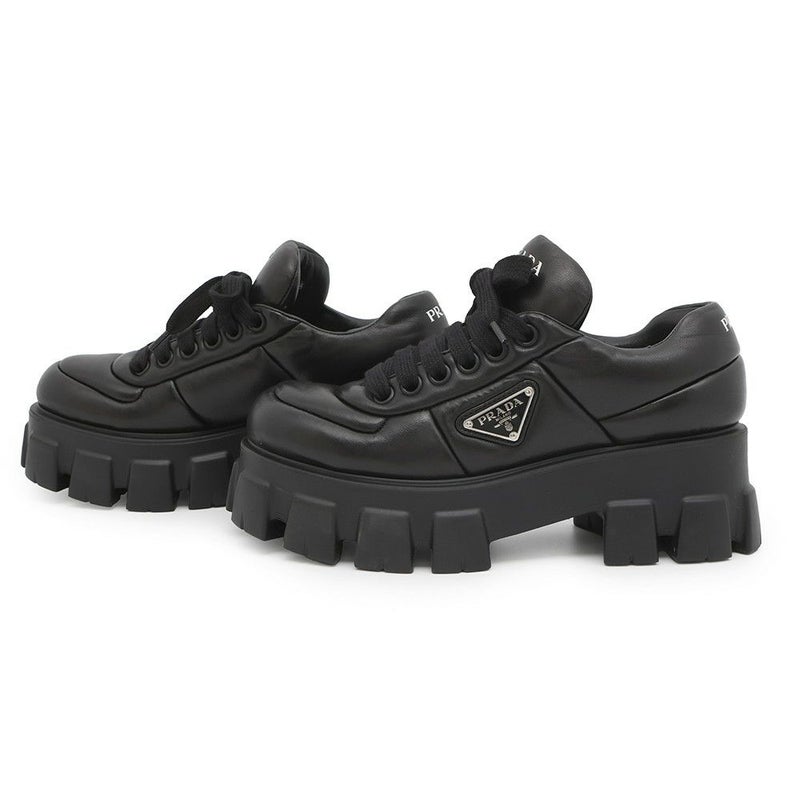 プラダ スニーカー モノリス 厚底 レディースサイズ38 1/2 1E119N PRADA 靴 黒