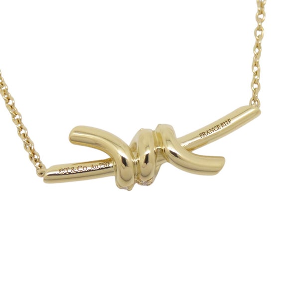 ティファニー ネックレス ノット スモール ペンダント ダイヤモンド 計0.08ct K18YGイエローゴールド 75123582 Tiffany&Co. Knot リボン