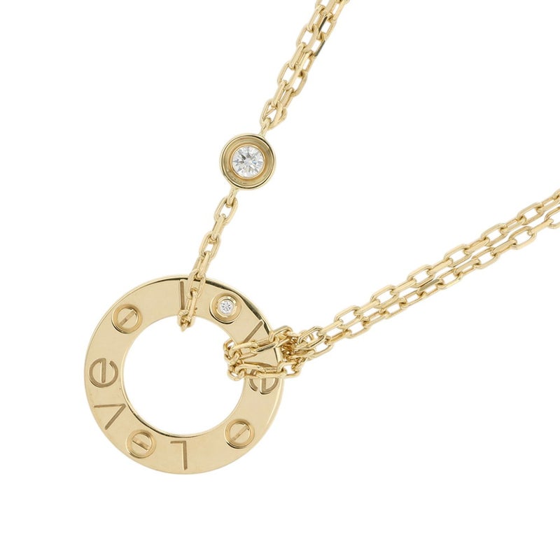 カルティエ ネックレス LOVE サークル ダイヤモンド 2P 計0.03ct K18YGイエローゴールド B7219500 Cartier ラブ ペンダント