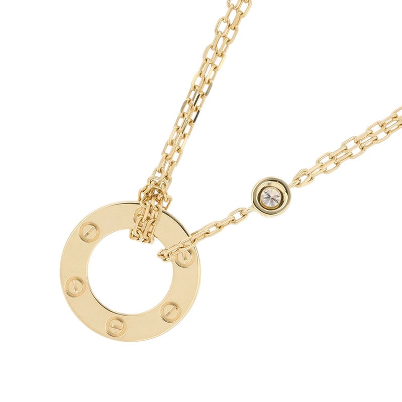 カルティエ ネックレス LOVE サークル ダイヤモンド 2P 計0.03ct K18YGイエローゴールド B7219500 Cartier ラブ ペンダント