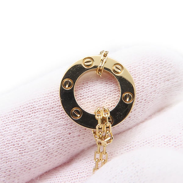 カルティエ ネックレス LOVE サークル ダイヤモンド 2P 計0.03ct K18YGイエローゴールド B7219500 Cartier ラブ ペンダント