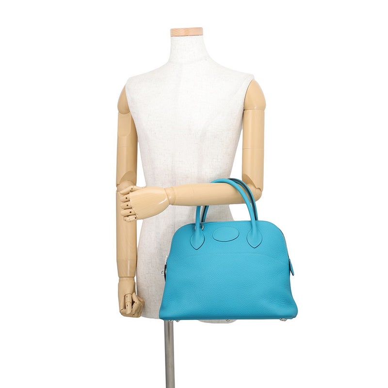 エルメス ハンドバッグ ボリード31 ターコイズ/シルバー金具 トリヨンクレマンス □R刻印 HERMES 2wayショルダーバッグ