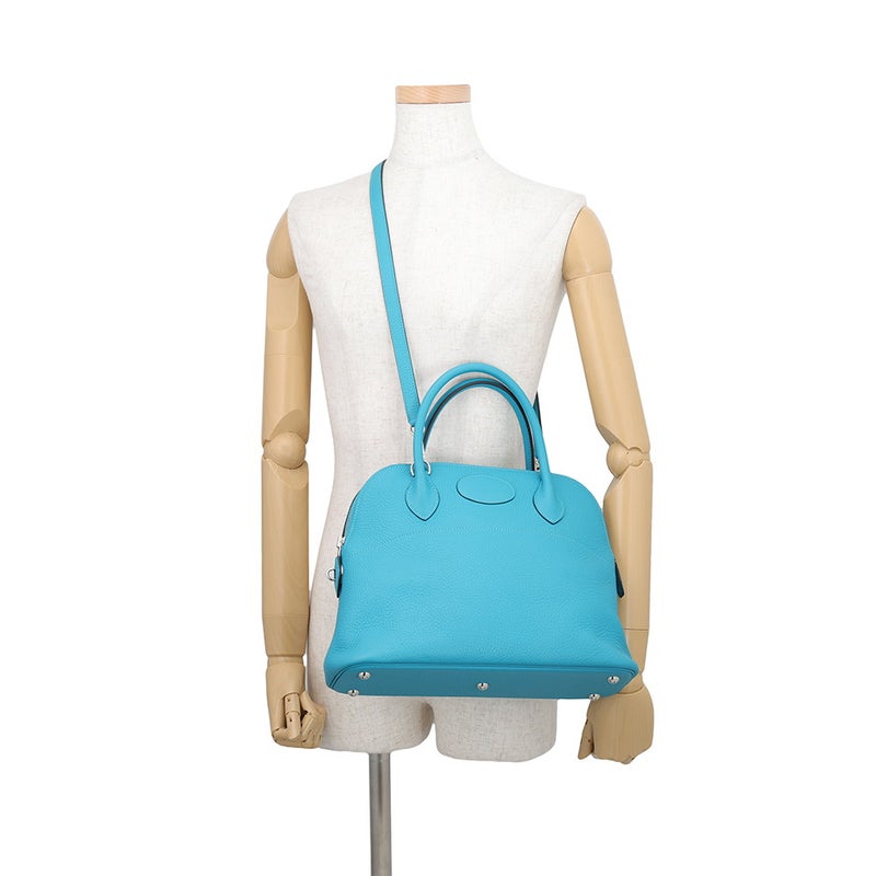 エルメス ハンドバッグ ボリード31 ターコイズ/シルバー金具 トリヨンクレマンス □R刻印 HERMES 2wayショルダーバッグ