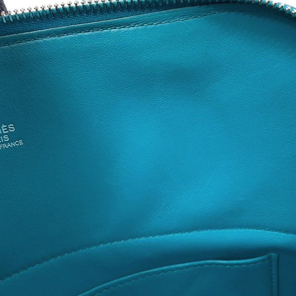 エルメス ハンドバッグ ボリード31 ターコイズ/シルバー金具 トリヨンクレマンス □R刻印 HERMES 2wayショルダーバッグ
